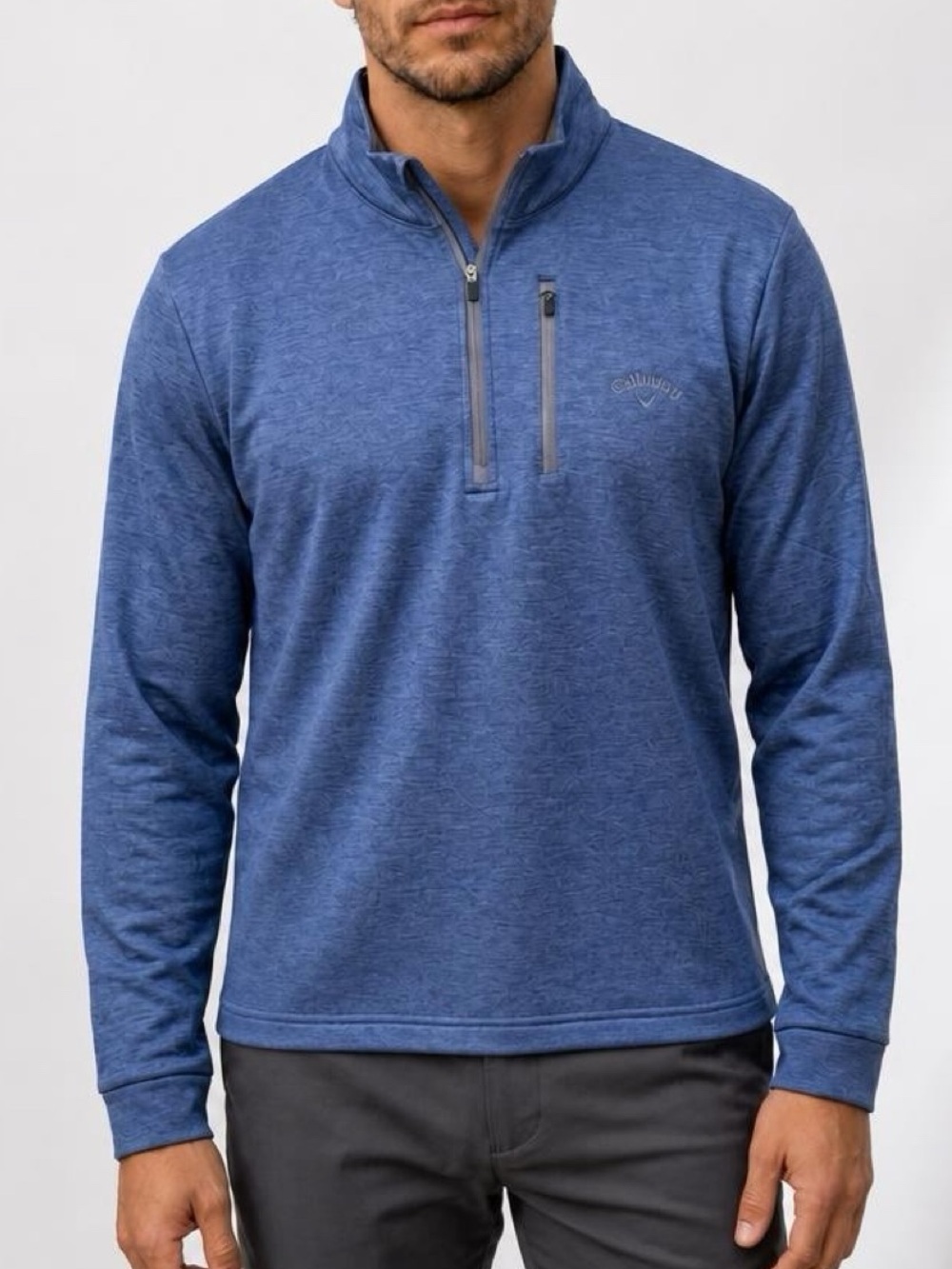 Callaway Men's Heather Indigo Half-Zip Performance Sweater Size Large